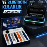 Powerbank Bluetooth Kulaklık Ve Akıllı Saat 7 Kordonlu Metal Kordon Plastik Kordon