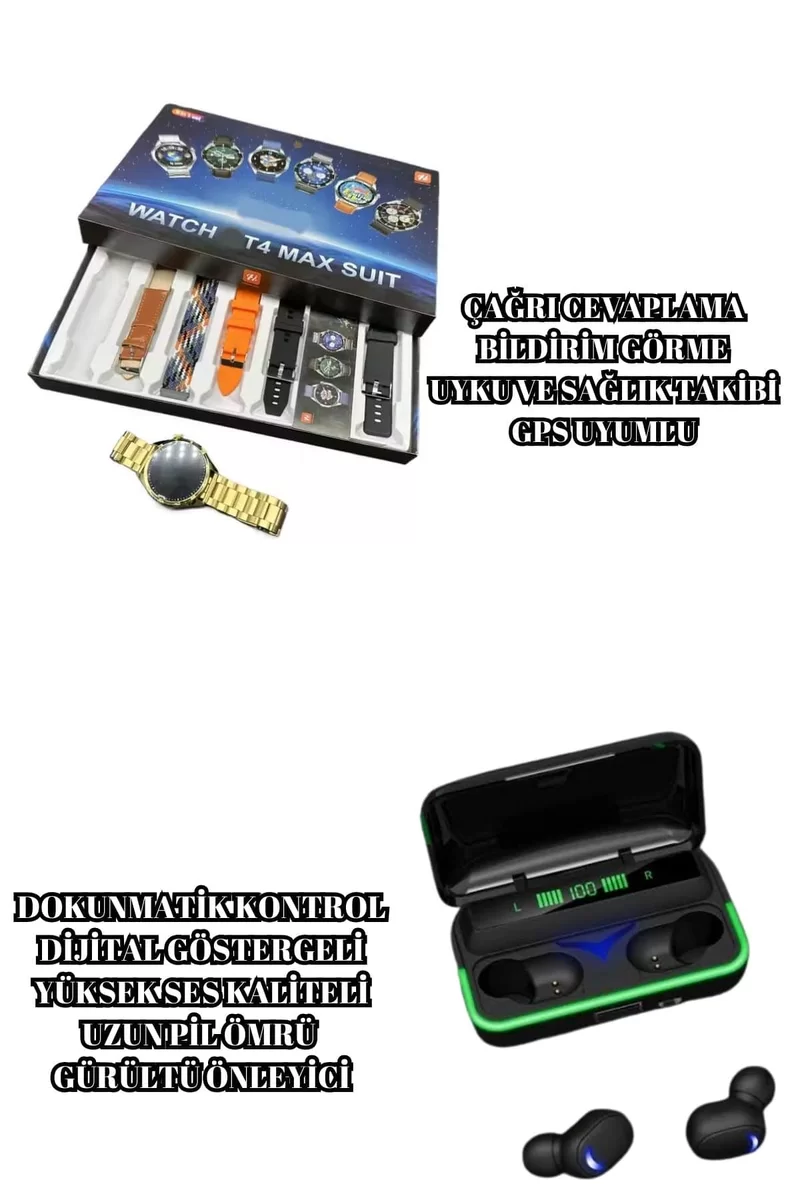 Powerbank Bluetooth Kulaklık Ve Akıllı Saat 7 Kordonlu Metal Kordon Plastik Kordon 2 Powerbank Bluetooth Kulaklık Ve Akıllı Saat 7 Kordonlu Metal Kordon Plastik Kordon - Görsel 2