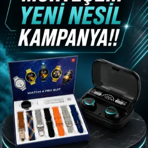 Ucuz Kaliteli Yeni Nesil 7 Kordonlu Akıllı Saat ve Kablosuz Bluetooth Kulaklık ANC Özelliği