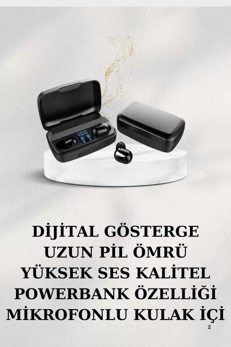 Dijital Göstergeli Bluetooth Kulaklık Kablosuz TWS Stereo Bluetooth 5.0 2 Dijital Göstergeli Bluetooth Kulaklık Kablosuz TWS Stereo Bluetooth 5.0 - Görsel 2