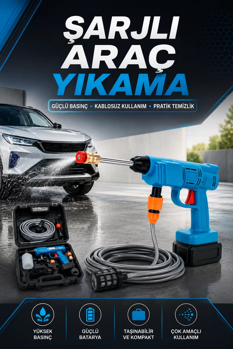 Şarjlı Oto Yıkama Bahçe Sulama Tabancası Makinesi Yüksek Basınçlı 1 Şarjlı Oto Yıkama Bahçe Sulama Tabancası Makinesi Yüksek Basınçlı