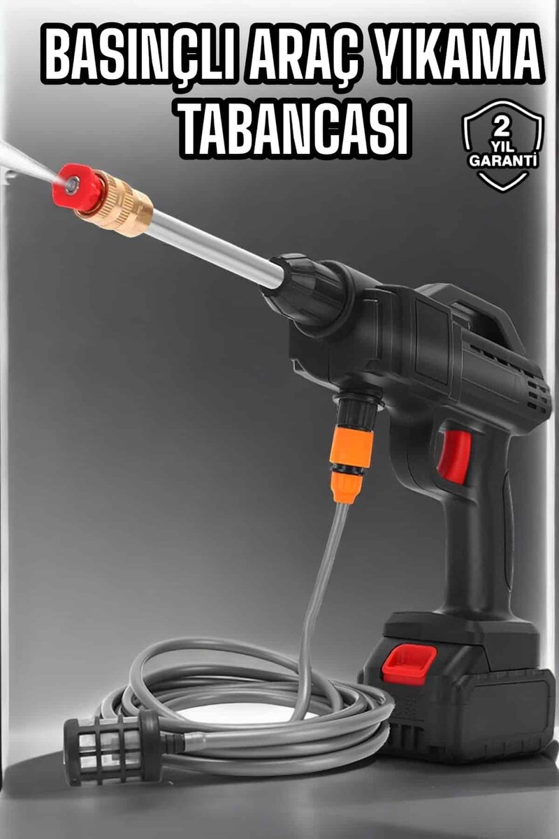 Şarjlı Oto Yıkama Tabancası Su Basınçlı Hazneli Bataryalı 1 Şarjlı Oto Yıkama Tabancası Su Basınçlı Hazneli Bataryalı