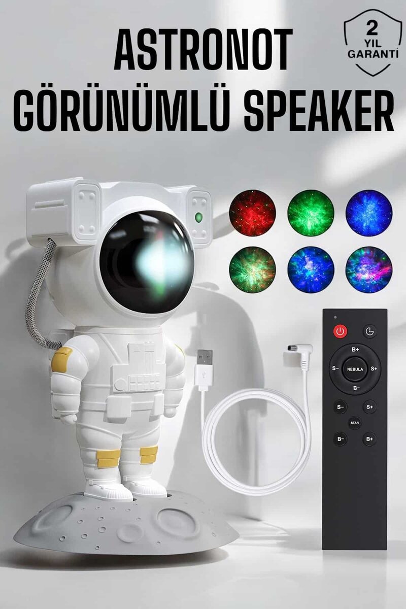 Astronot Görünümlü Projeksiyon Speaker Taşınabilir 1 Astronot Görünümlü Projeksiyon Speaker Taşınabilir