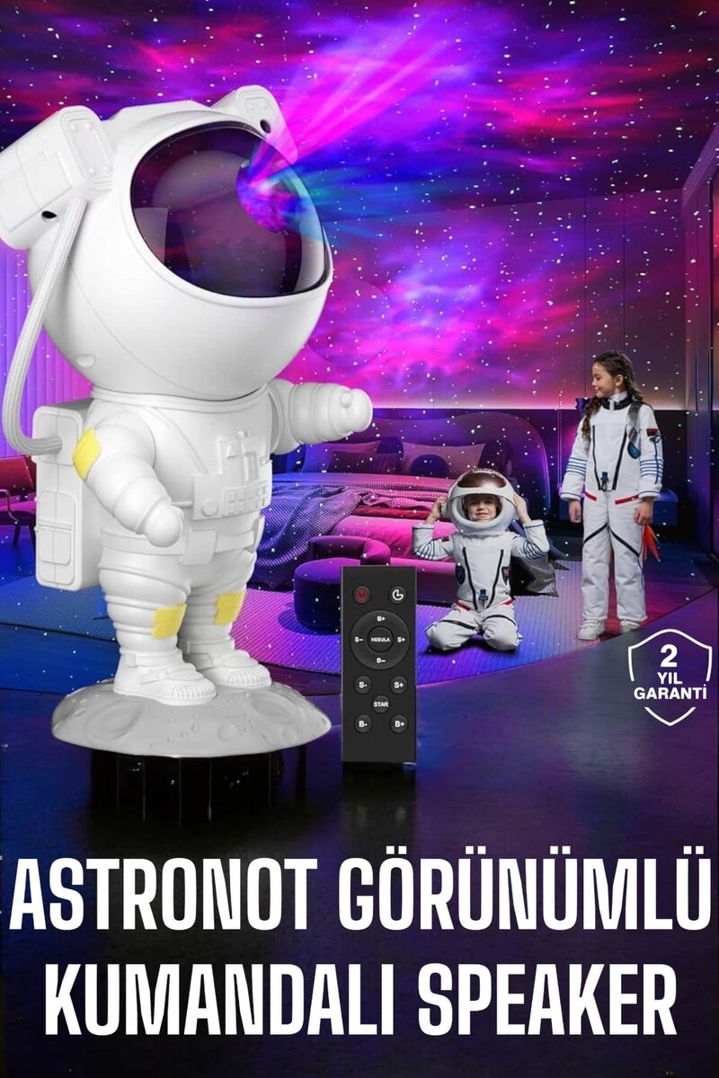 Çocuklara Özel Projeksiyon Astronot Lamba Speaker Sevimli 1 Çocuklara Özel Projeksiyon Astronot Lamba Speaker Sevimli