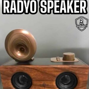 Haydiburaya 12 Bluetooth Hoparlör Ahşap Klasik Retro Gramofon Bluetooth Müzik Kutusu