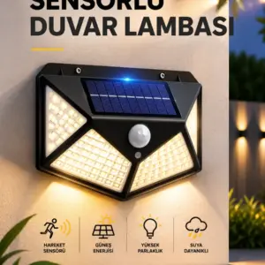SENSÖRLÜ GÜNEŞ ENERJİLİ DUVAR LAMBASI