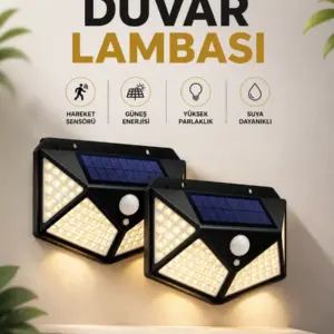 Solar Sensörlü Duvar Lambası Bahçe Lambaso Parlak Beyaz Işık Suya Dayanıklı