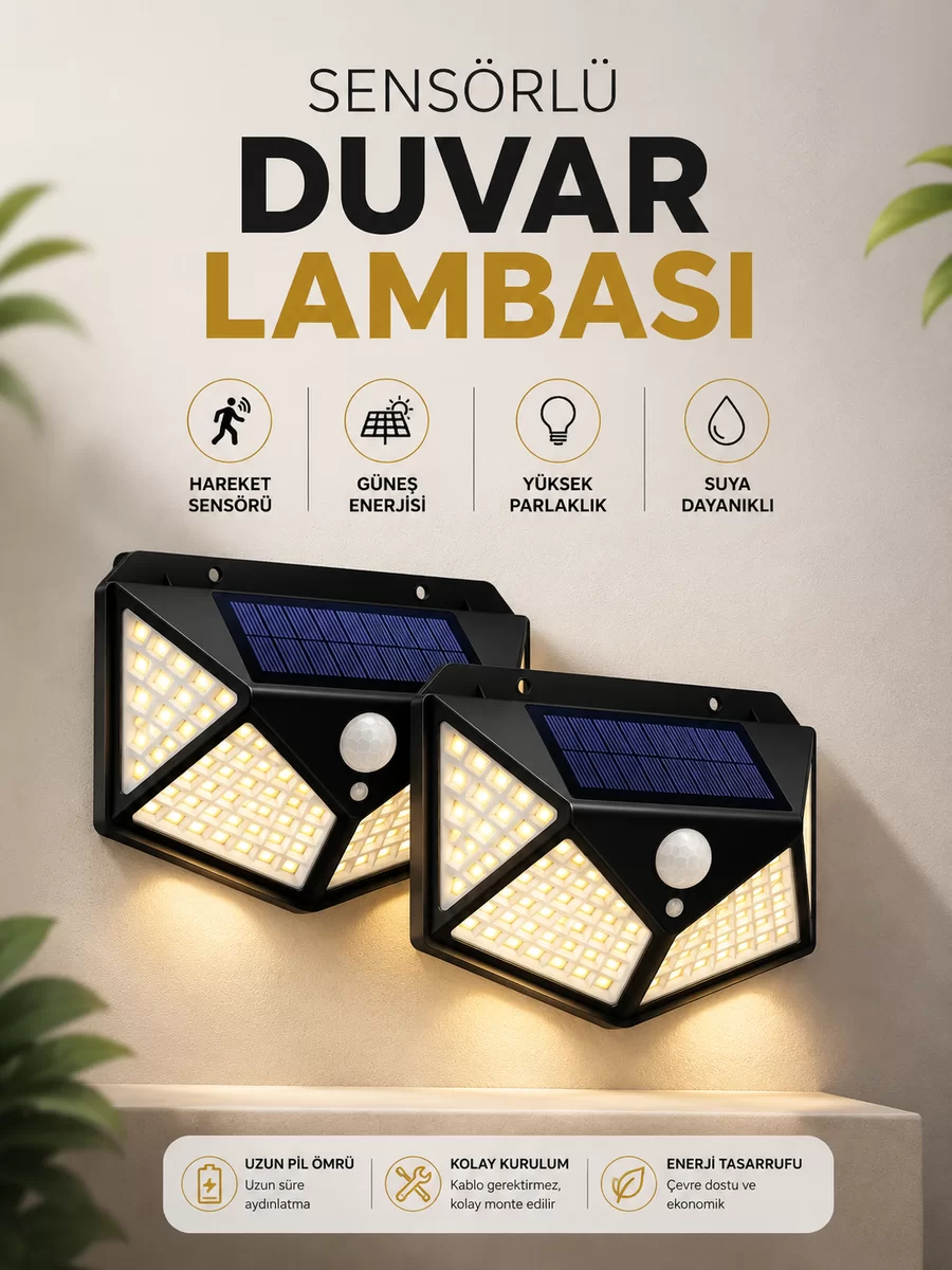 Solar Sensörlü Duvar Lambası Bahçe Lambaso Parlak Beyaz Işık Suya Dayanıklı 1 Solar Sensörlü Duvar Lambası Bahçe Lambaso Parlak Beyaz Işık Suya Dayanıklı