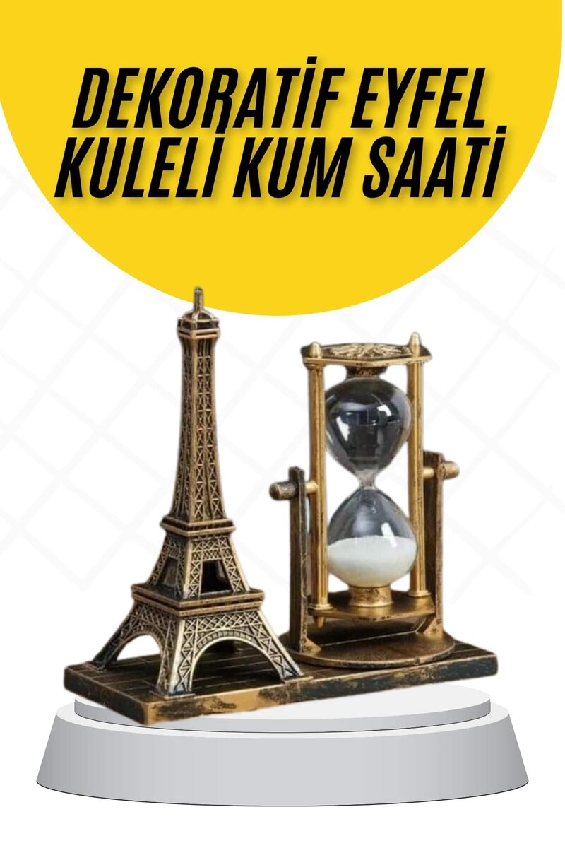 Dekoratif Eyfel Kulesi ve Kum Saati Vintage Tarzı Masa Süsü Biblo 1 Dekoratif Eyfel Kulesi ve Kum Saati Vintage Tarzı Masa Süsü Biblo