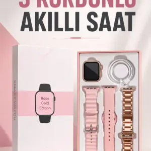 Akıllı Saat Amoled Ekran 3 Kordonlu Aksesuar Hediyeli Sesli Görüşme