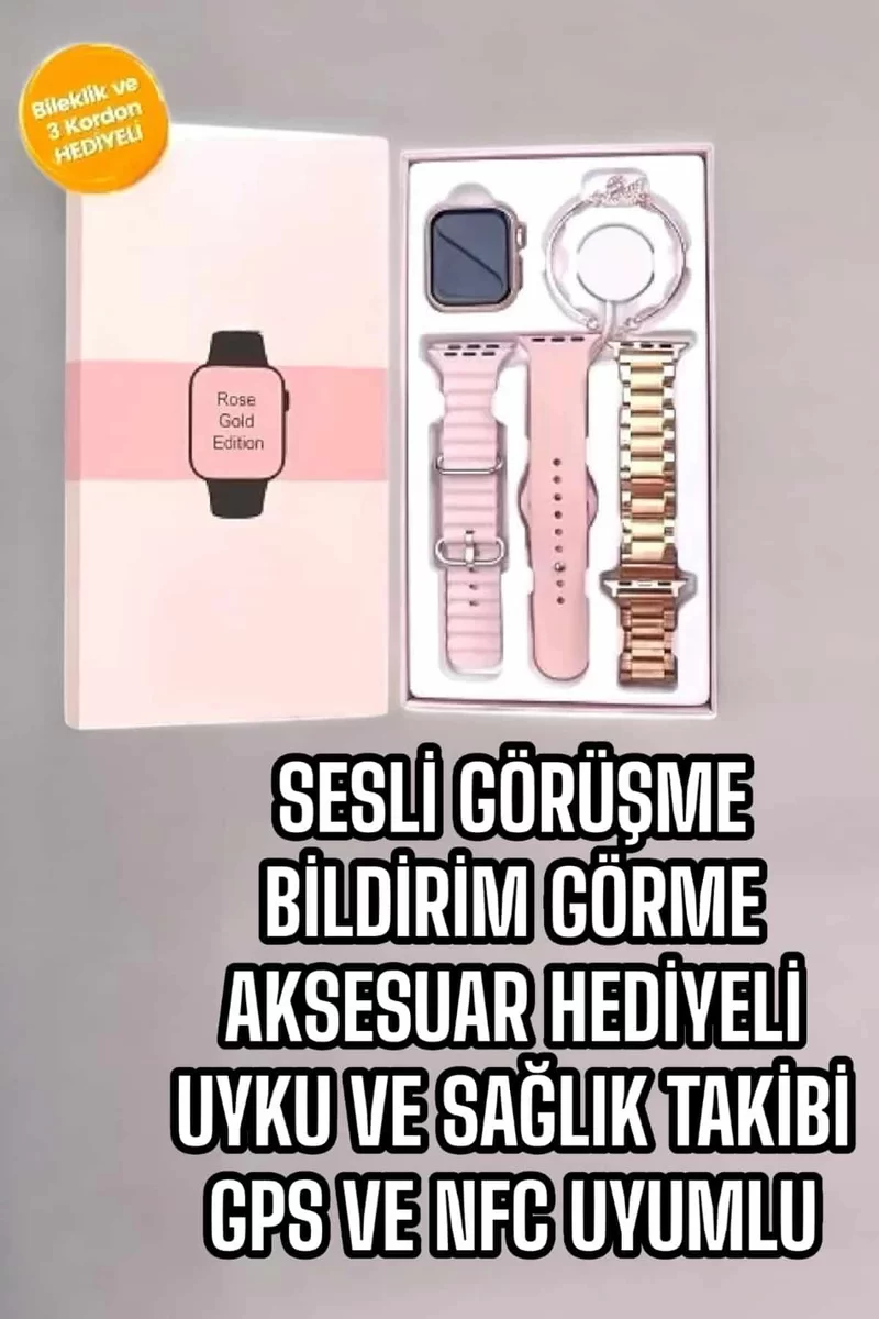 Akıllı Saat Amoled Ekran 3 Kordonlu Aksesuar Hediyeli Sesli Görüşme 2 Akıllı Saat Amoled Ekran 3 Kordonlu Aksesuar Hediyeli Sesli Görüşme - Görsel 2