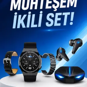 Haydiburaya 8 Kablosuz Bluetooth Bağlantılı Kulaklık ve Dokunmatik Ekran Akıllı Saat Arama Cevaplama