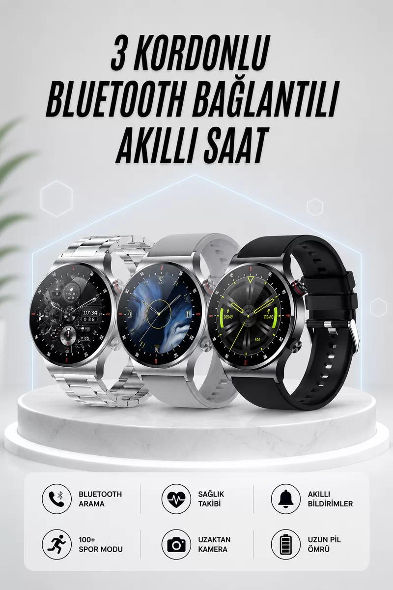 Akıllı Saat Amoled Ekran Bluetooth Bağlantılı Sesli Görüşme Nabız Ölçer 1 Akıllı Saat Amoled Ekran Bluetooth Bağlantılı Sesli Görüşme Nabız Ölçer