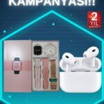 3 Kordonlu Pembe Amoled Ekran Akıllı Saat ve Yeni Nesil Pro Kablosuz Bluetooth Kulaklık ANC/ENC
