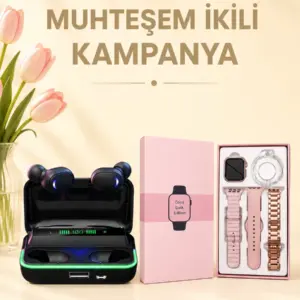 Kadınlara Özel Bileklik Hediyeli Akıllı Saat ve Dijital Göstergeli ANC Özellikli Bluetooth Kulaklık