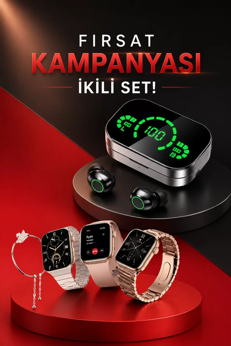 Yeni Nesil Kaliteli Akıllı Saat ve Kablosuz Bluetooth Kulaklık Yüksek Ses Kaliteli 1 Yeni Nesil Kaliteli Akıllı Saat ve Kablosuz Bluetooth Kulaklık Yüksek Ses Kaliteli