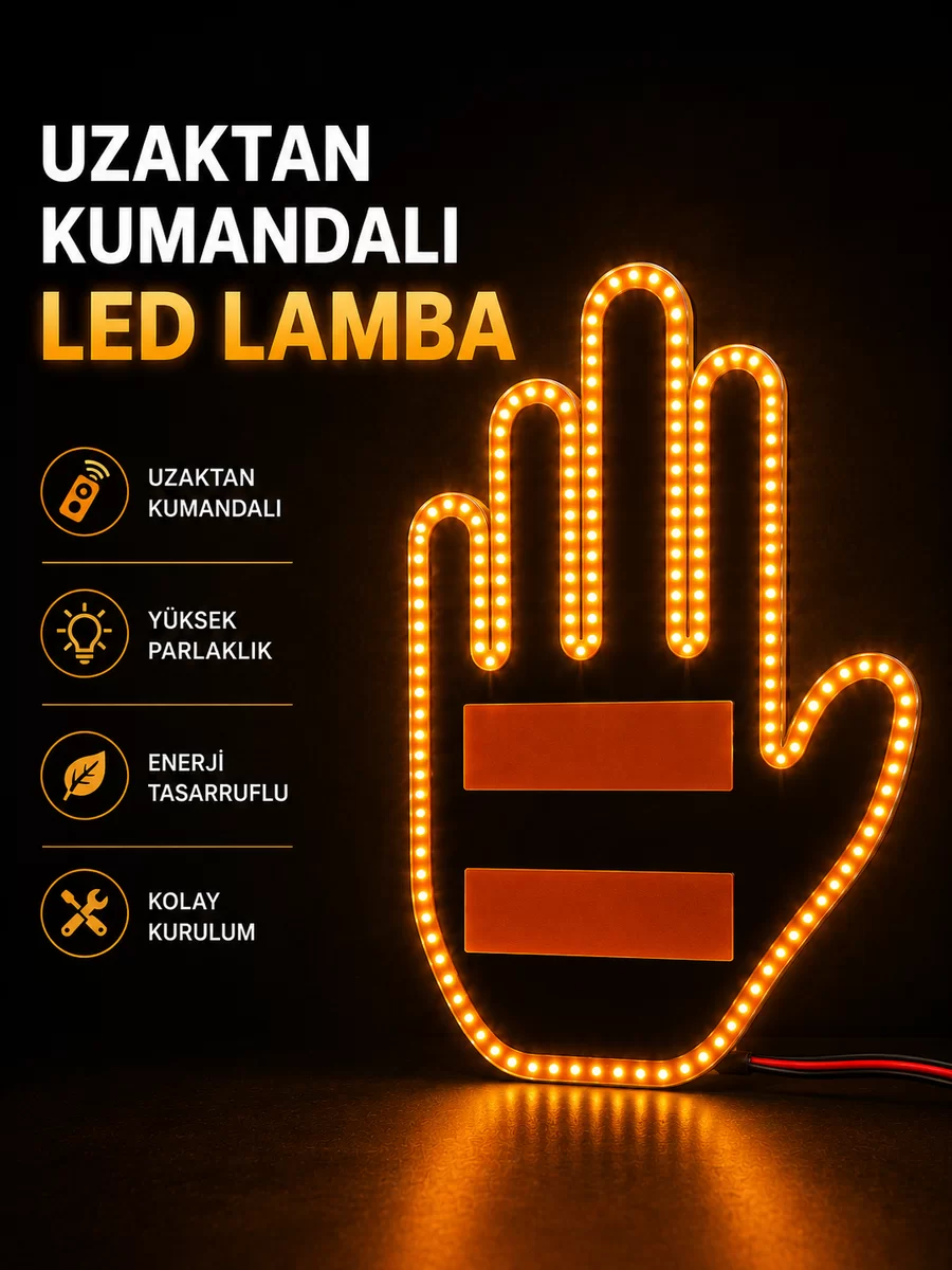 Led Işık El İşareti Araç Camı İçin Uzaktan Kumandalı 1 Led Işık El İşareti Araç Camı İçin Uzaktan Kumandalı