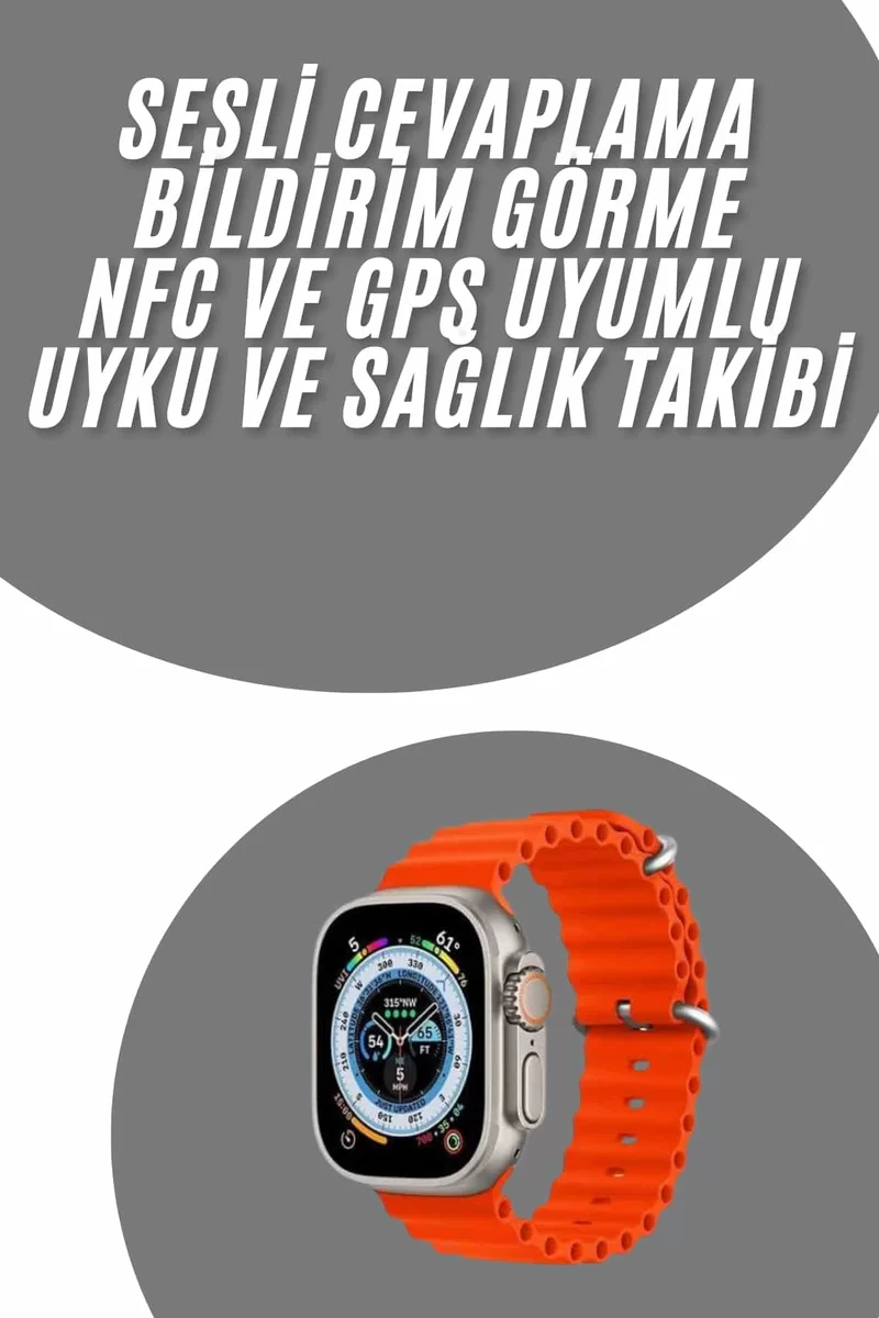 Akıllı Saat Android ve İOS Uyumlu 49 MM NFC Özelliği GPS Takibi 2 Akıllı Saat Android ve İOS Uyumlu 49 MM NFC Özelliği GPS Takibi - Görsel 2