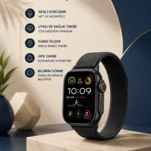 Akıllı Saat Nabız Ölçer Uyku Takibi Adımsayar Alarm ve Hatırlatıcı Çağrı Cevaplama