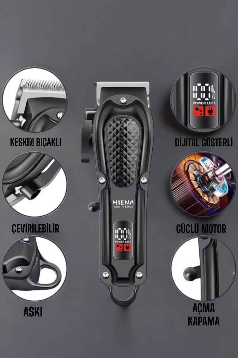 Suya Dayanıklı Tıraş Makinesi Keskin Bıçaklı Dijital Göstergeli Şarjlı 3 Suya Dayanıklı Tıraş Makinesi Keskin Bıçaklı Dijital Göstergeli Şarjlı - Görsel 3