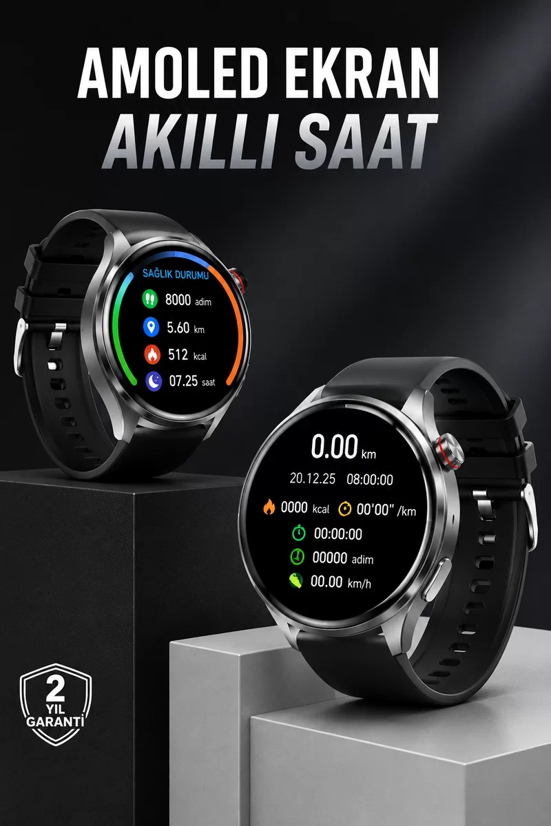 Akıllı Saat Bluetooth Bağlantılı Amoled Ekran Uyku ve Sağlık Takibi 1 Akıllı Saat Bluetooth Bağlantılı Amoled Ekran Uyku ve Sağlık Takibi