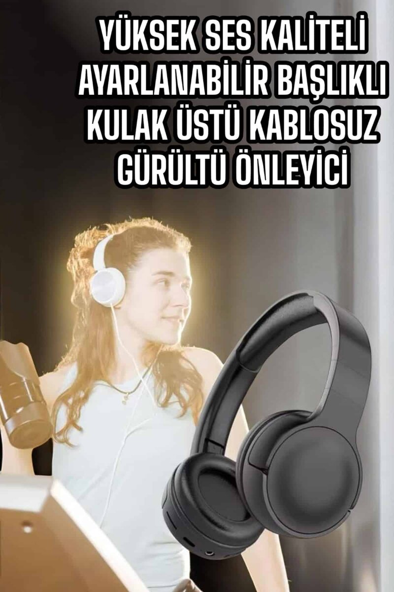 Kulak Üstü Kablosuz Bluetooth Kulaklık Gürültü Önleyici Uzun Şarj Süreli 2 Kulak Üstü Kablosuz Bluetooth Kulaklık Gürültü Önleyici Uzun Şarj Süreli - Görsel 2