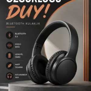 Haydiburaya 17 Kulak Üstü Bluetooth Kulaklık Ayarlanabiilir Uzun Pil Ömrü Kablosuz 5.0 Bluetooth