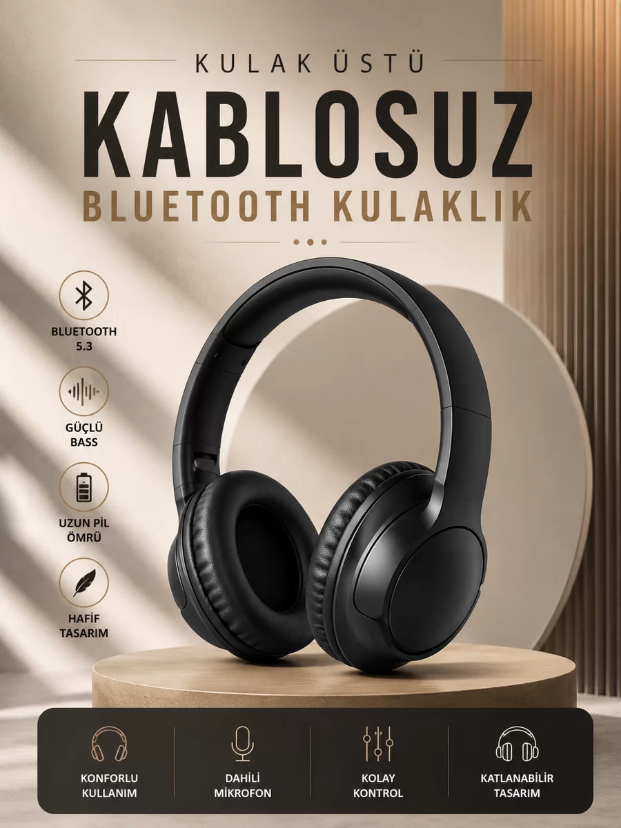 Kablosuz Bluetooth Kulaklık Kulak Üstü Mikrofonlu 5.0 Bluetooth ANC Özelliği 1 Kablosuz Bluetooth Kulaklık Kulak Üstü Mikrofonlu 5.0 Bluetooth ANC Özelliği