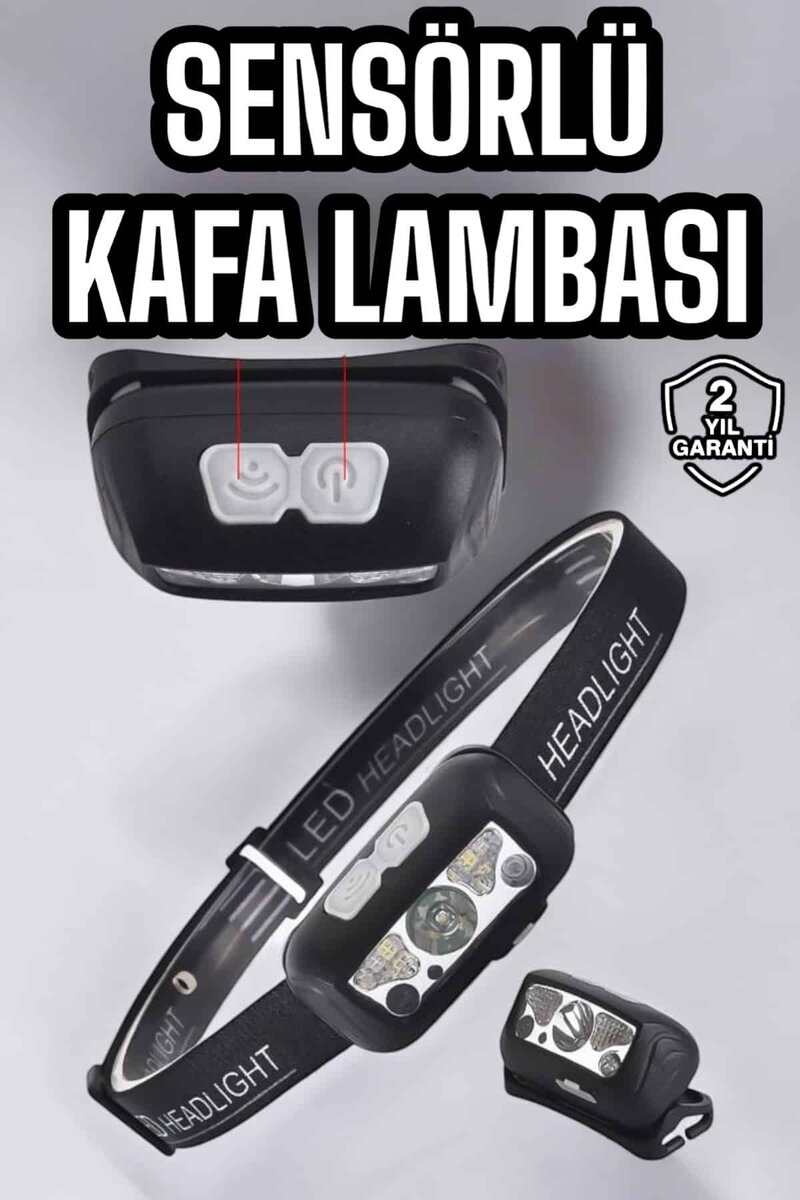 Kafa Lambası Kamp Lambası Sensörlü Şarjlı Ayarlanabilir 1 Kafa Lambası Kamp Lambası Sensörlü Şarjlı Ayarlanabilir