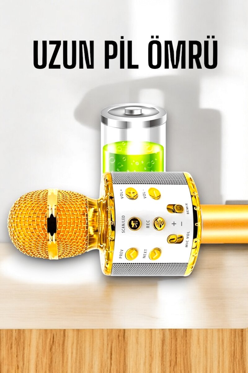 Kablosuz Bluetooth Karaoke Mikrofon USB ve AUX Girişli Yüksek Ses Kalitesi 4 Kablosuz Bluetooth Karaoke Mikrofon USB ve AUX Girişli Yüksek Ses Kalitesi - Görsel 4