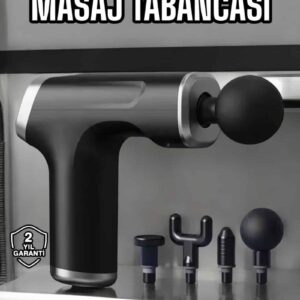 Masaj Tabancası 4 Başlıklı Kas ve Vücut Ağrıları İçin Şarjlı Darbeli