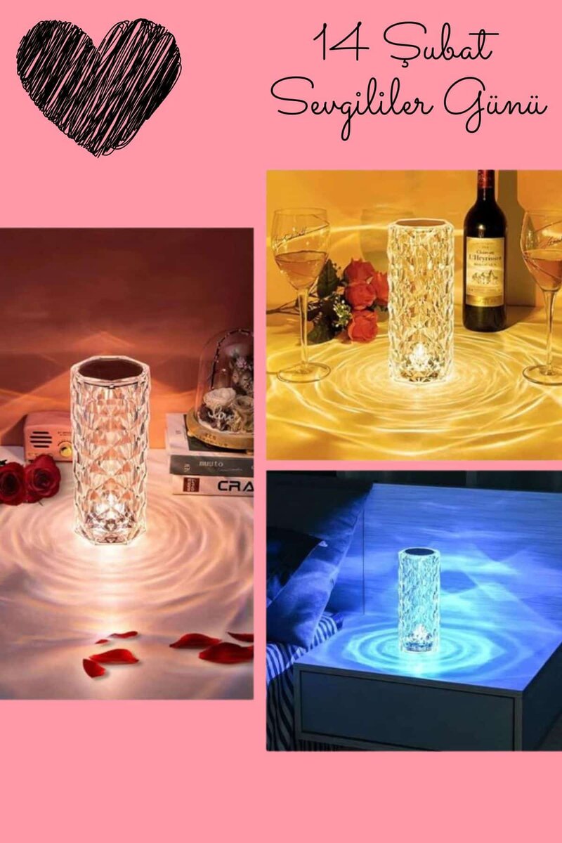 Sevgililer Gününe Özel Romantik Kristal Gece Lambası Sevgiliye Hediye 2 Sevgililer Gününe Özel Romantik Kristal Gece Lambası Sevgiliye Hediye - Görsel 2