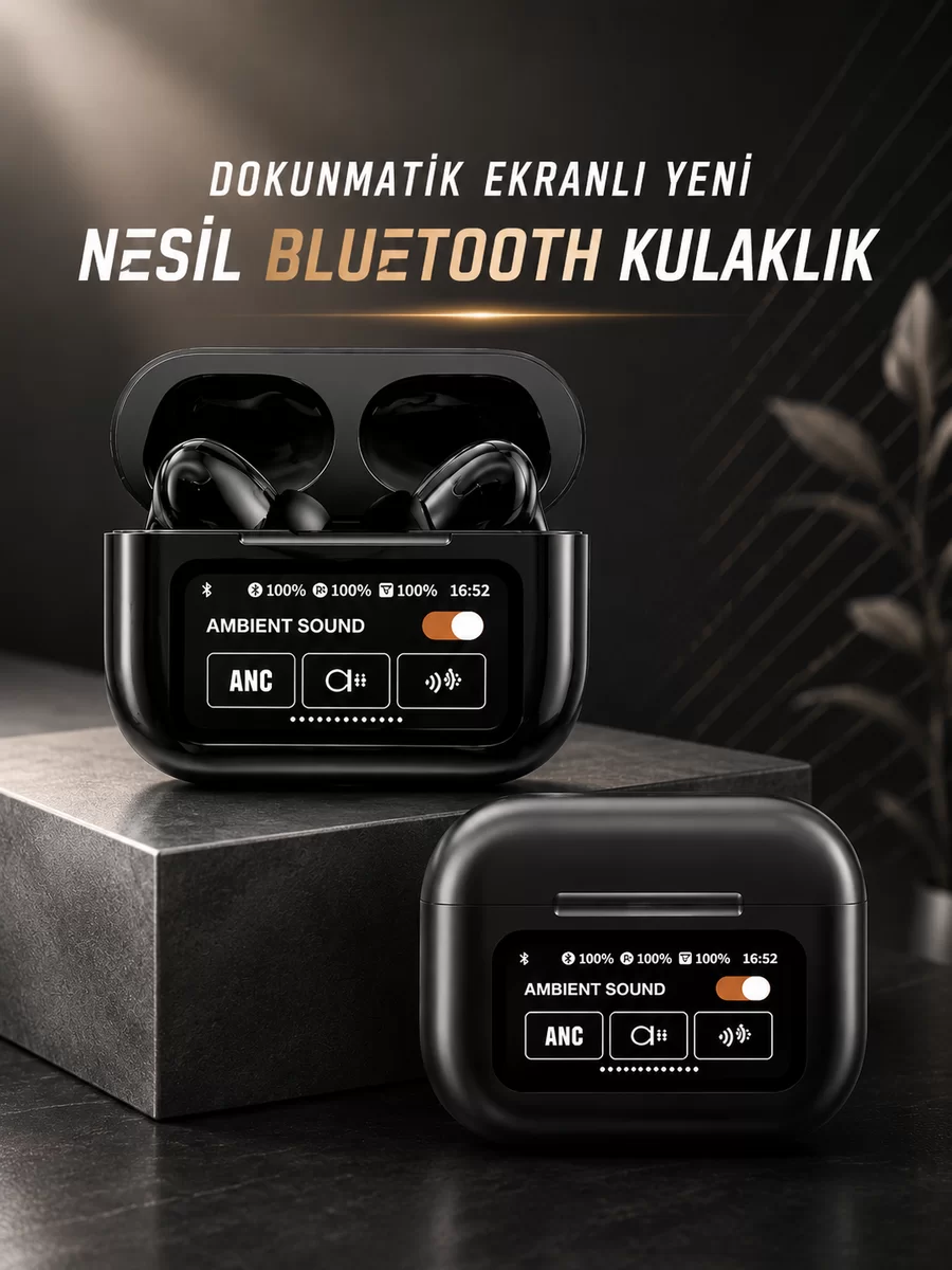 Bluetooth Kulaklık Kablosuz Ekranlı ANC/ENC Destekli Dokunmatik 1 Bluetooth Kulaklık Kablosuz Ekranlı ANC/ENC Destekli Dokunmatik