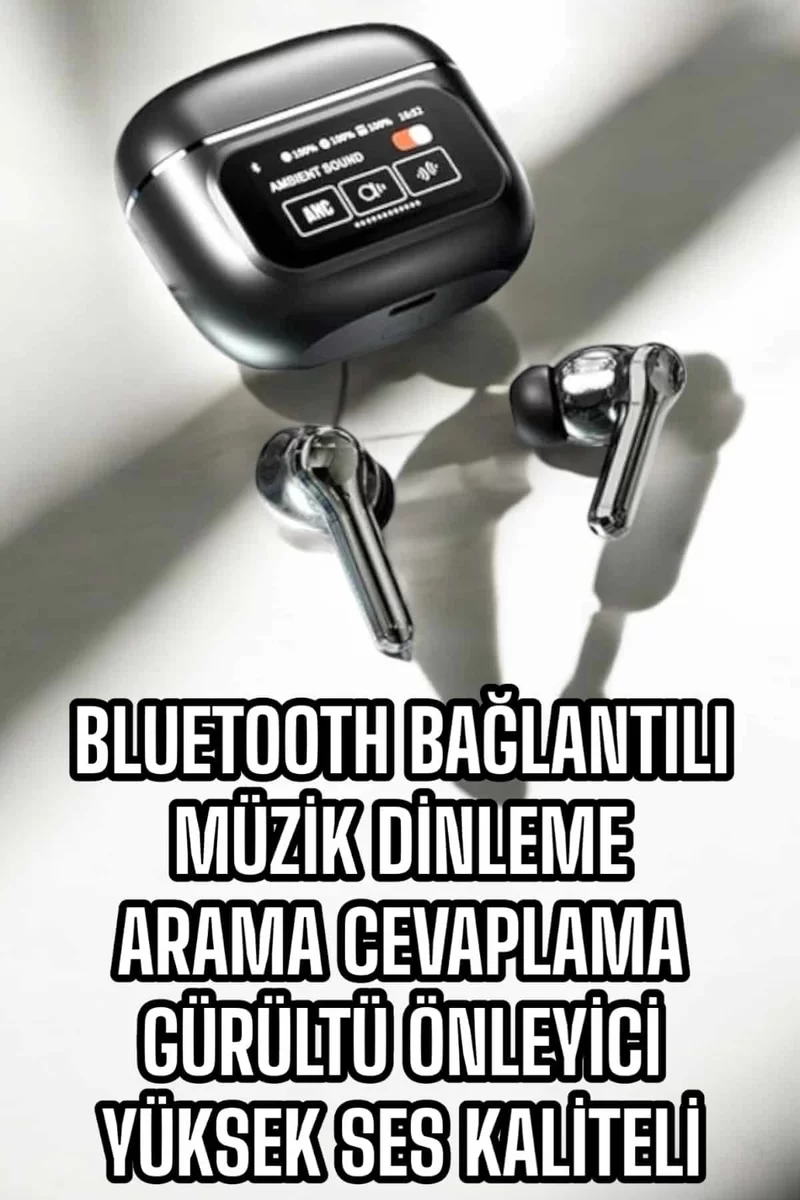 Bluetooth Kulaklık Kablosuz Ekranlı ANC/ENC Destekli Dokunmatik 2 Bluetooth Kulaklık Kablosuz Ekranlı ANC/ENC Destekli Dokunmatik - Görsel 2