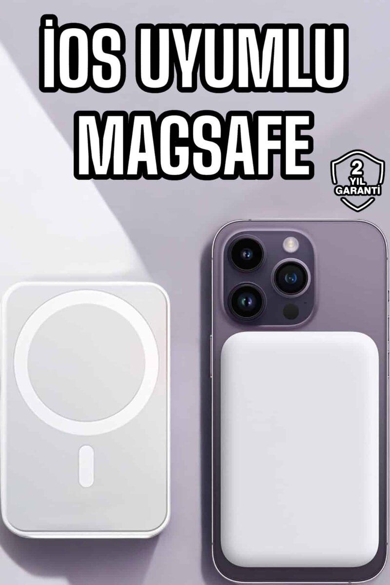 5000 Mah İOS Uyumlu Magsafe Kablosuz Şarj Hızlı Şarj Desteği 1 5000 Mah İOS Uyumlu Magsafe Kablosuz Şarj Hızlı Şarj Desteği