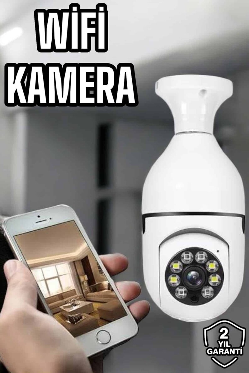Ampul Görünümlü Güvenlik Kamerası Duylu Wifi Kamerası Dönebilen 1 Ampul Görünümlü Güvenlik Kamerası Duylu Wifi Kamerası Dönebilen