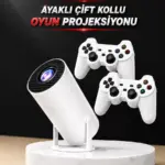 Projeksiyon Cihazı Video Oyun Konsolu Projektör Taşınabilir Ayaklı Çift Kollu 4K Çözünürlüklü