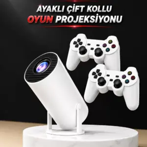 Projeksiyon Cihazı Video Oyun Konsolu Projektör Taşınabilir Ayaklı Çift Kollu 4K Çözünürlüklü