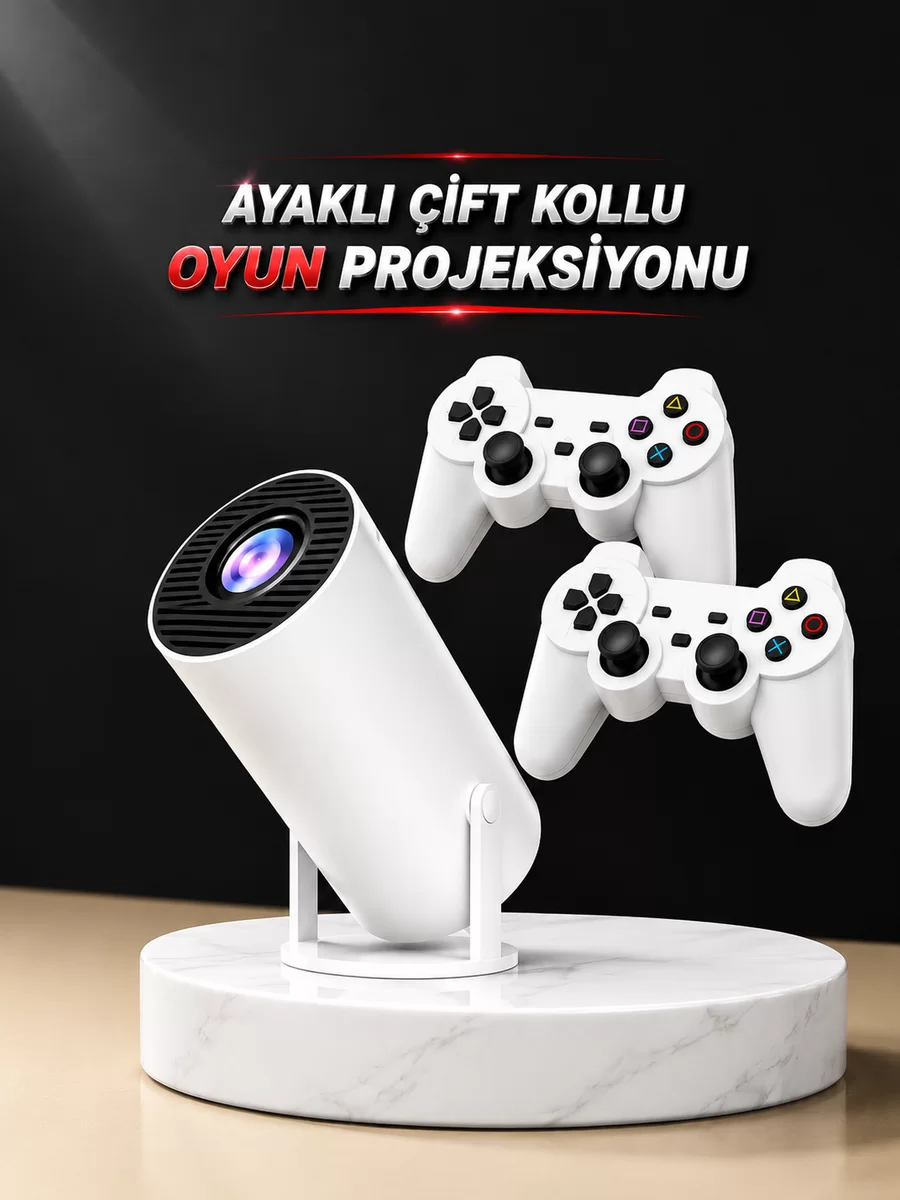Projeksiyon Cihazı Video Oyun Konsolu Projektör Taşınabilir Ayaklı Çift Kollu 4K Çözünürlüklü 1 Projeksiyon Cihazı Video Oyun Konsolu Projektör Taşınabilir Ayaklı Çift Kollu 4K Çözünürlüklü