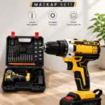 Metal Dişli 24W Akülü Matkap -Çift Bataryalı ve LED Çalışma Işığı ile Tam Set