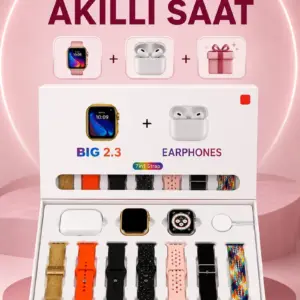 Akıllı Saat Bluetooth Kulaklık Hediyeli Bildirim Görme Sesli Görüşme Çoklu Kordon