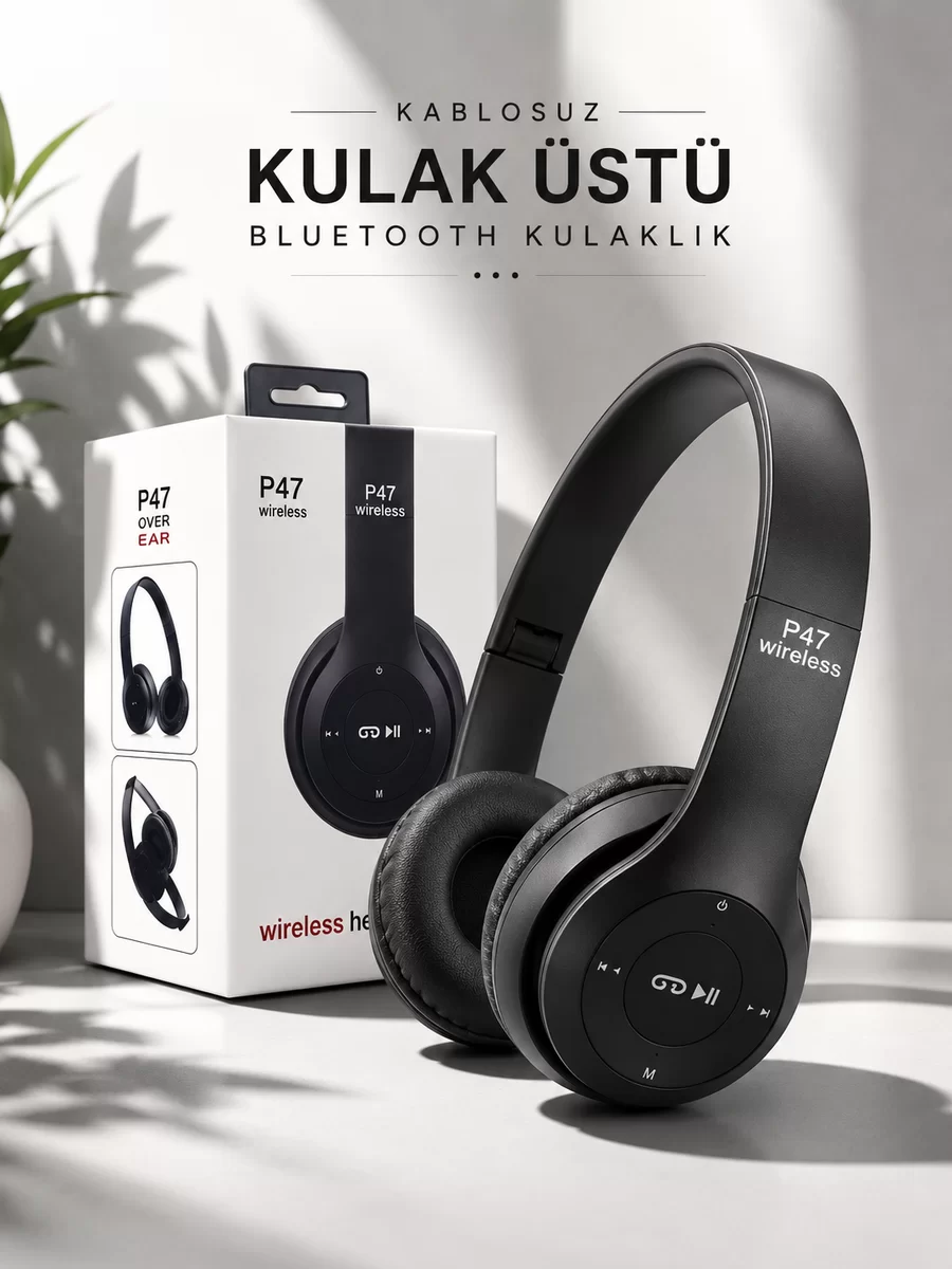 Kulak Üstü TF Kart ve AUX Destekli Ergonomik Bluetooth Kulaklık 1 Kulak Üstü TF Kart ve AUX Destekli Ergonomik Bluetooth Kulaklık