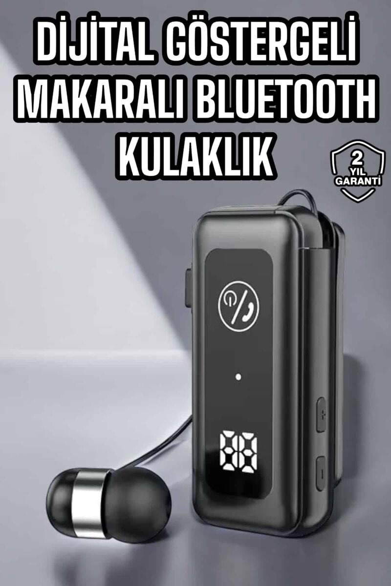 Kablolu Makaralı Bluetooth Kulaklık Uzun Pil Ömrü Dijital Göstergeli 1 Kablolu Makaralı Bluetooth Kulaklık Uzun Pil Ömrü Dijital Göstergeli