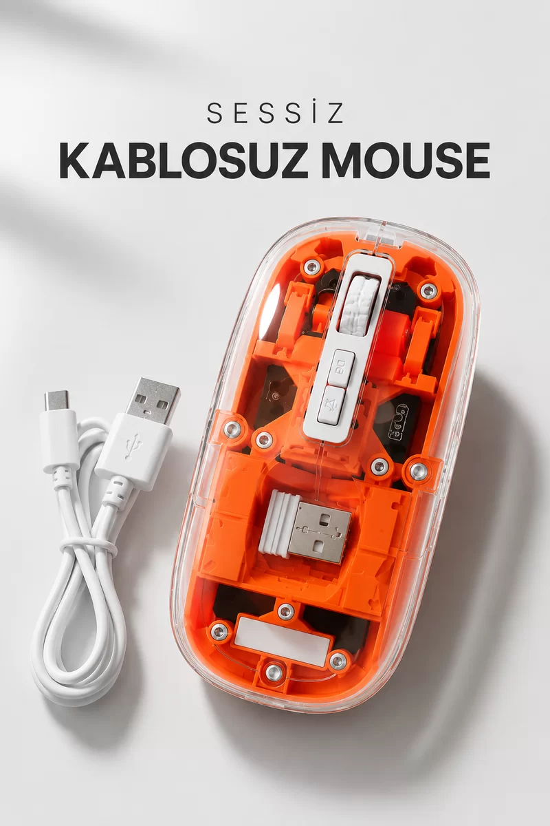 Kablosuz Mouse Fare 5.0 Bluetooth Bağlantılı USB Girişli 1 Kablosuz Mouse Fare 5.0 Bluetooth Bağlantılı USB Girişli