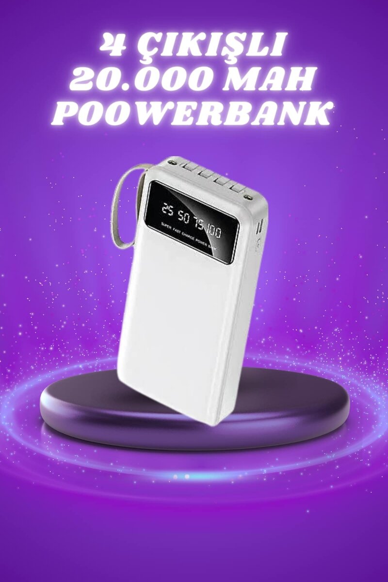 Powerbank Şarj Cihazı 4 Çıkışlı 20.000 MAH Powerbank Taşınabilir Çoklu Giriş 1 Powerbank Şarj Cihazı 4 Çıkışlı 20.000 MAH Powerbank Taşınabilir Çoklu Giriş