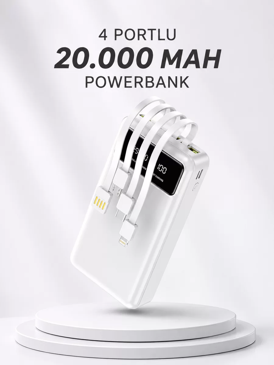 Powerbank Şarj Cihazı 4 Çıkışlı 20.000 MAH Powerbank Kompakt Yüksek Kapasiteli Hızlı Şarj 1 Powerbank Şarj Cihazı 4 Çıkışlı 20.000 MAH Powerbank Kompakt Yüksek Kapasiteli Hızlı Şarj