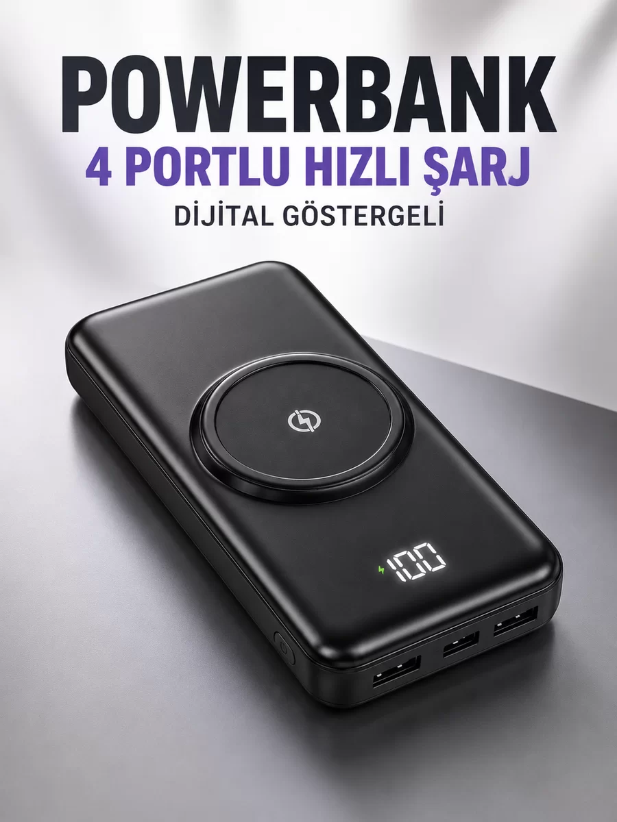 10.000 Mah Powerbank 4 Portlu Hızlı Şarj Dijital Göstergeli 1 10.000 Mah Powerbank 4 Portlu Hızlı Şarj Dijital Göstergeli