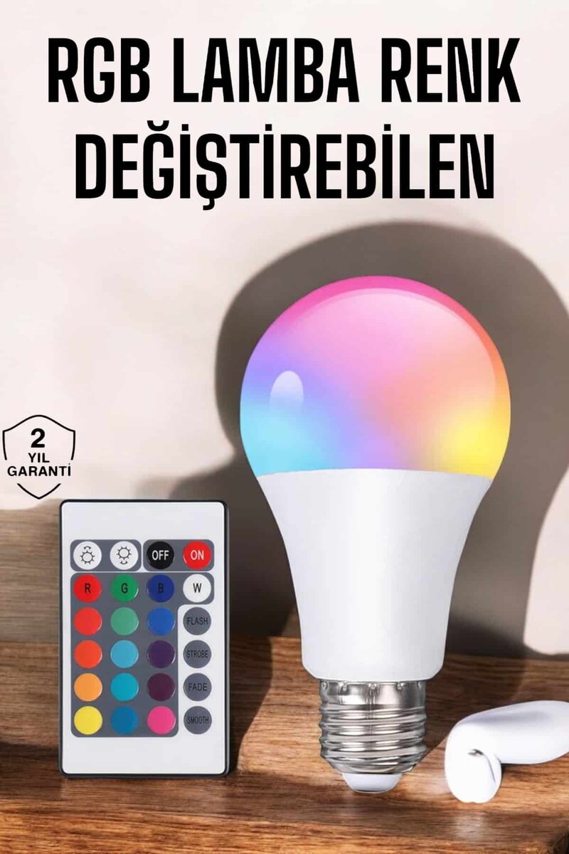 Led Ampul Enerji Dostu RGB Işıklı 100W Led Işık 1 Led Ampul Enerji Dostu RGB Işıklı 100W Led Işık
