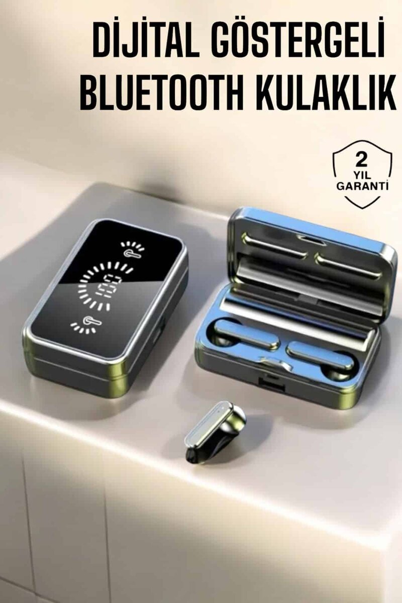 Aynalı Bluetooth Kulaklık Telefon Standlı Dijital Göstergeli 1 Aynalı Bluetooth Kulaklık Telefon Standlı Dijital Göstergeli