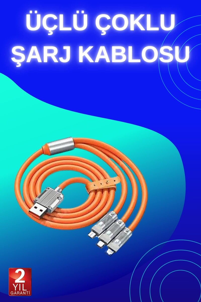 3 İn 1 Süper Hızlı Şarj Kablosu Android ve İOS Uyumlu Silikon Şarj Kablosu 1 3 İn 1 Süper Hızlı Şarj Kablosu Android ve İOS Uyumlu Silikon Şarj Kablosu